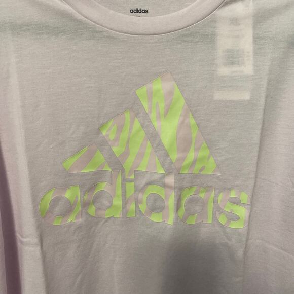 Adidas Pink Animal Print Tiger AEROREADY Wicking Cropped Loose Fit T-Shirt XL - Picture 2 of 10